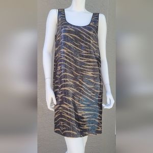 DKNY Animal Print sequin dress black and tan reputation era size small